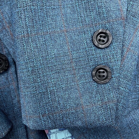 Unbranded Blazer Men 40 Blue Red Golden Emblem Tweed 60 70s Sport Jacket USA VTG - Picture 4 of 14